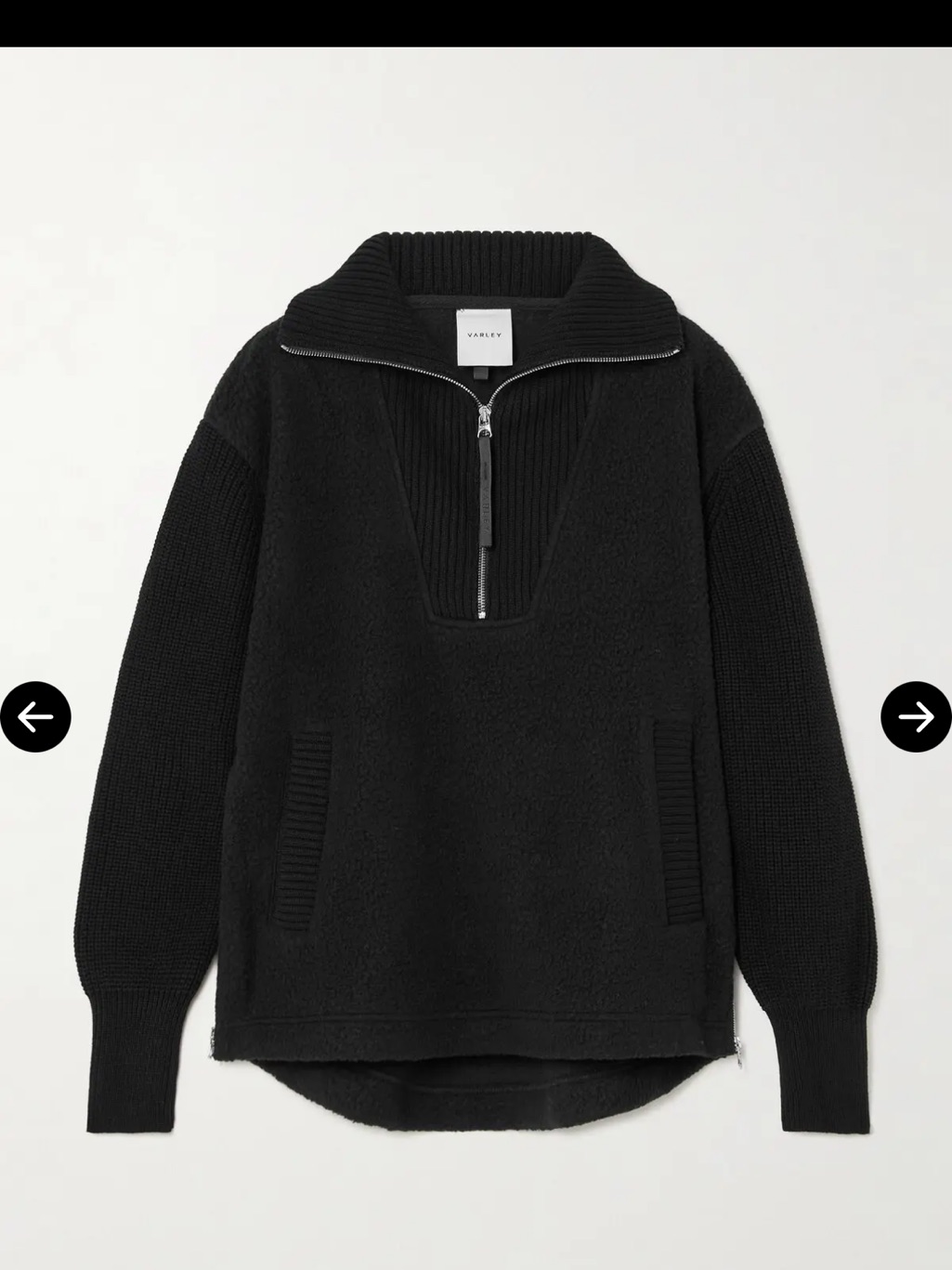 Varley Theresa Ribbed-Knit And Fleece Half-Zip Sweatshirt Size S